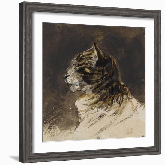 T? de chat ; vers 1824-1829-Eugene Delacroix-Framed Giclee Print