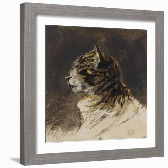 T? de chat ; vers 1824-1829-Eugene Delacroix-Framed Giclee Print