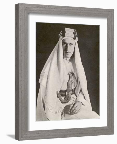 T E Lawrence (Lawrence of Arabia) in Desert Robes-null-Framed Photographic Print