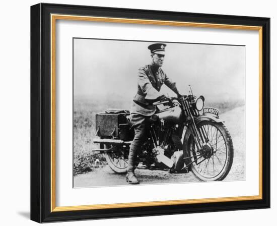 T E Lawrence (Lawrence of Arabia) Sitting on His Motorbike-null-Framed Photographic Print