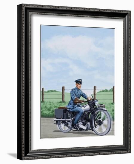 T E Lawrence on His Motorcyle-John Keay-Framed Giclee Print