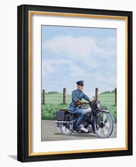 T E Lawrence on His Motorcyle-John Keay-Framed Giclee Print