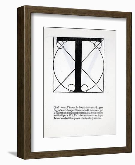 T, Illustration from 'Divina Proportione' by Luca Pacioli (C.1445-1517), Originally Pub. Venice,…-Leonardo da Vinci-Framed Giclee Print