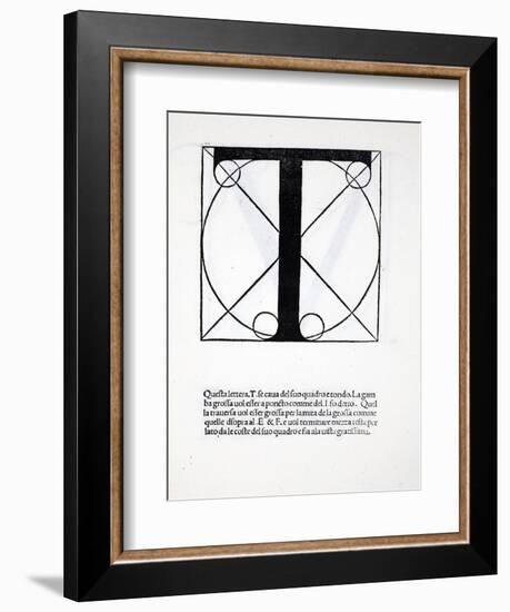 T, Illustration from 'Divina Proportione' by Luca Pacioli (C.1445-1517), Originally Pub. Venice,…-Leonardo da Vinci-Framed Giclee Print