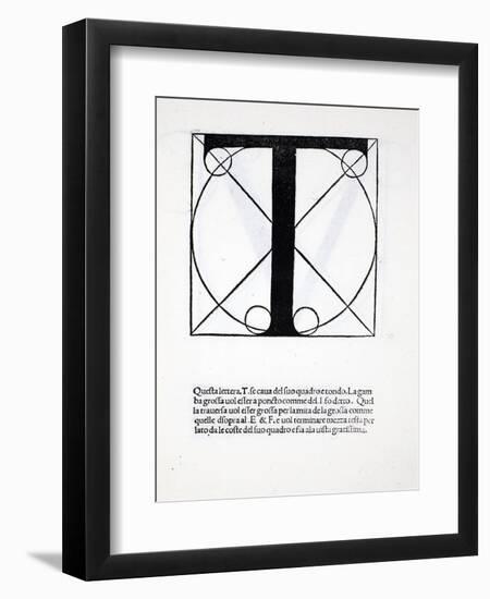 T, Illustration from 'Divina Proportione' by Luca Pacioli (C.1445-1517), Originally Pub. Venice,…-Leonardo da Vinci-Framed Giclee Print