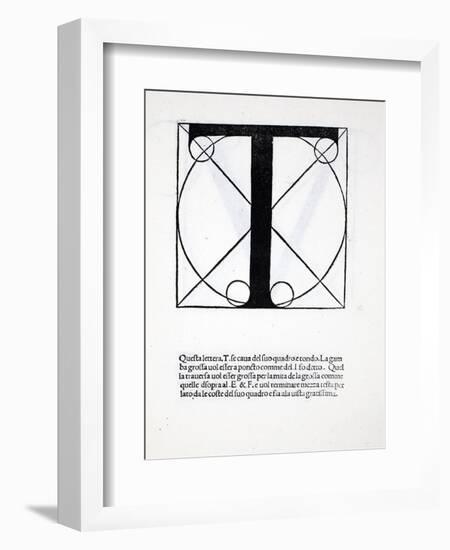 T, Illustration from 'Divina Proportione' by Luca Pacioli (C.1445-1517), Originally Pub. Venice,…-Leonardo da Vinci-Framed Giclee Print