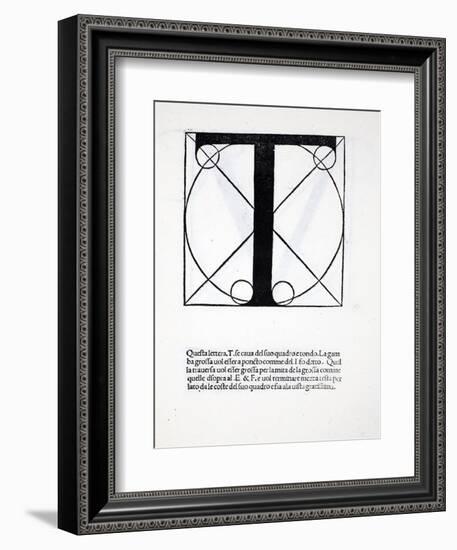 T, Illustration from 'Divina Proportione' by Luca Pacioli (C.1445-1517), Originally Pub. Venice,…-Leonardo da Vinci-Framed Giclee Print