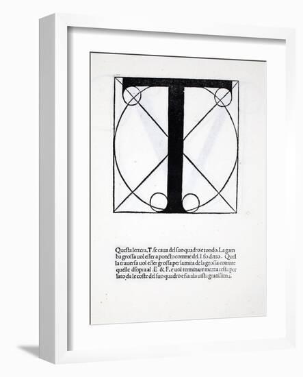 T, Illustration from 'Divina Proportione' by Luca Pacioli (C.1445-1517), Originally Pub. Venice,…-Leonardo da Vinci-Framed Giclee Print