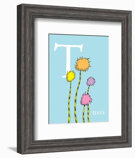 T is for Trees (blue)-Theodor (Dr. Seuss) Geisel-Framed Art Print