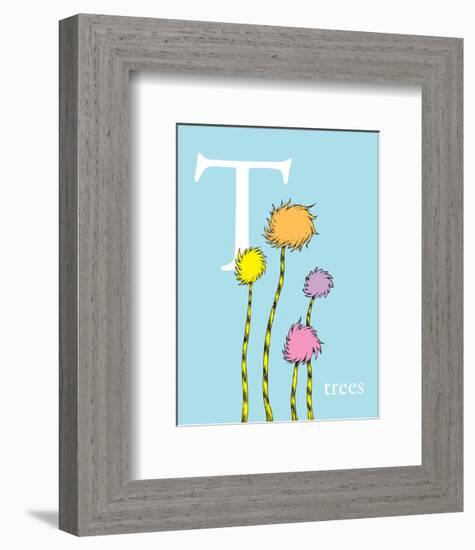 T is for Trees (blue)-Theodor (Dr. Seuss) Geisel-Framed Art Print