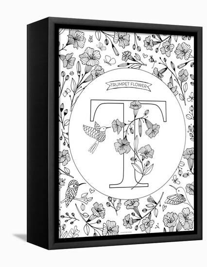 T is for Trumpet Flower-Heather Rosas-Framed Stretched Canvas