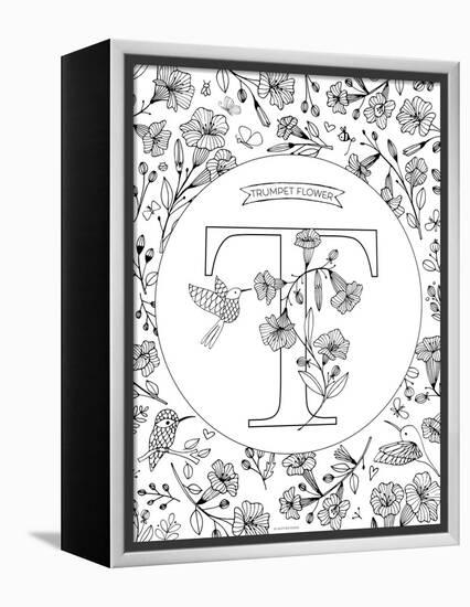 T is for Trumpet Flower-Heather Rosas-Framed Stretched Canvas