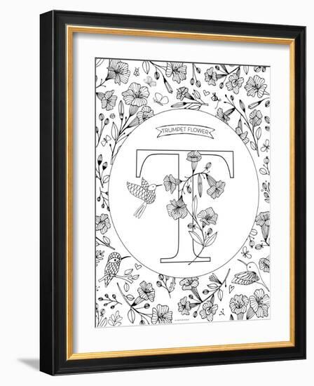 T is for Trumpet Flower-Heather Rosas-Framed Art Print