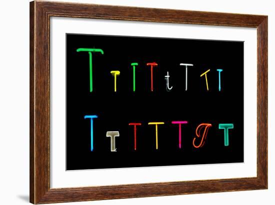 T Neon Letters-Karimala-Framed Art Print