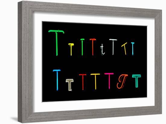 T Neon Letters-Karimala-Framed Art Print
