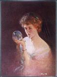 Girl Gazes into a Crystal Ball-T.r. Skelton-Mounted Art Print