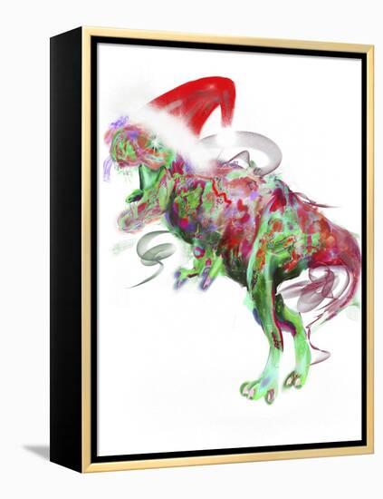 T Rex Christmas-Stephanie Analah-Framed Premier Image Canvas