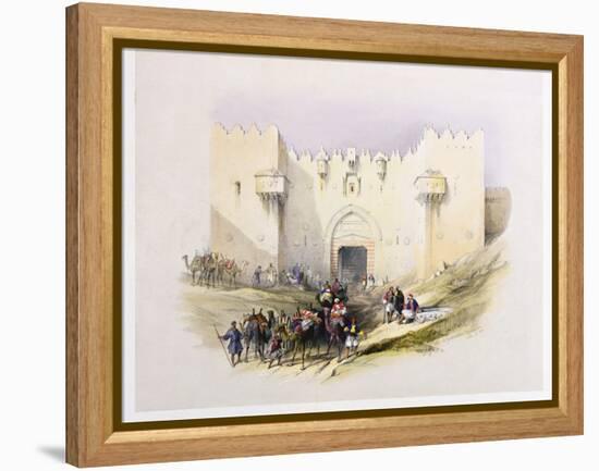 T1212 Gate of Damascus, Jerusalem, April 14th 1839, Plate 3 from Volume I of 'The Holy Land',…-David Roberts-Framed Premier Image Canvas