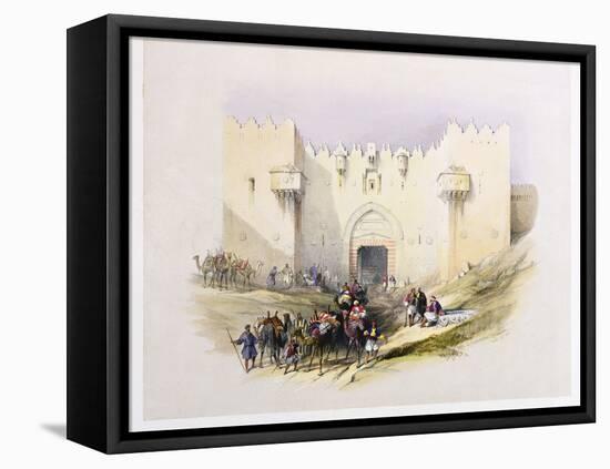 T1212 Gate of Damascus, Jerusalem, April 14th 1839, Plate 3 from Volume I of 'The Holy Land',…-David Roberts-Framed Premier Image Canvas