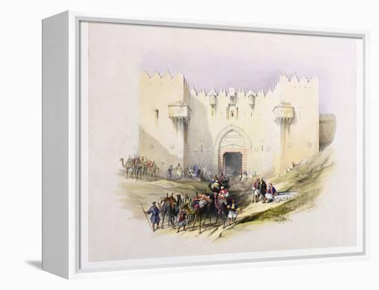 T1212 Gate of Damascus, Jerusalem, April 14th 1839, Plate 3 from Volume I of 'The Holy Land',…-David Roberts-Framed Premier Image Canvas