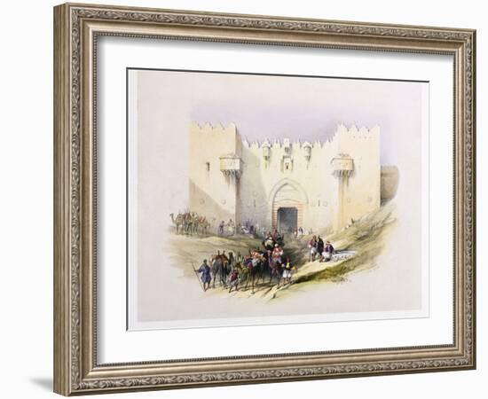 T1212 Gate of Damascus, Jerusalem, April 14th 1839, Plate 3 from Volume I of 'The Holy Land',…-David Roberts-Framed Giclee Print