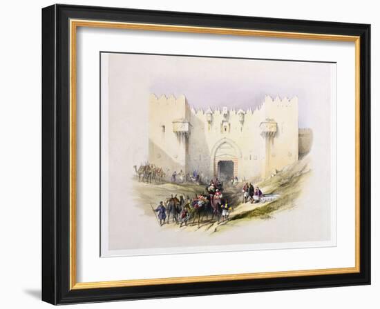 T1212 Gate of Damascus, Jerusalem, April 14th 1839, Plate 3 from Volume I of 'The Holy Land',…-David Roberts-Framed Giclee Print