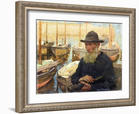 T34360 by the Quayside, Newlyn Harbour, 1908 (Oil on Canvas)-Stanhope Alexander Forbes-Framed Giclee Print