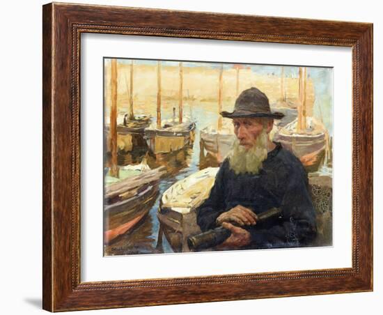 T34360 by the Quayside, Newlyn Harbour, 1908 (Oil on Canvas)-Stanhope Alexander Forbes-Framed Giclee Print