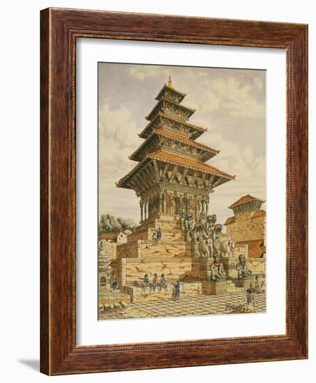 T622 the Temple of Devee Bhagwari, Bhatgaan, Braktapur, Built 1703, 1852-60-Dr. Henry Ambrose Oldfield-Framed Giclee Print