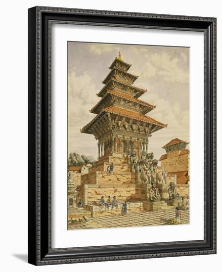 T622 the Temple of Devee Bhagwari, Bhatgaan, Braktapur, Built 1703, 1852-60-Dr. Henry Ambrose Oldfield-Framed Giclee Print