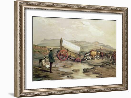 T662 Klaass Smit's River, with a Broken Down Wagon, Crossing the Drift, South Africa, 1852-Thomas Baines-Framed Giclee Print