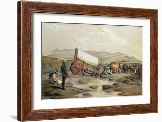 T662 Klaass Smit's River, with a Broken Down Wagon, Crossing the Drift, South Africa, 1852-Thomas Baines-Framed Giclee Print