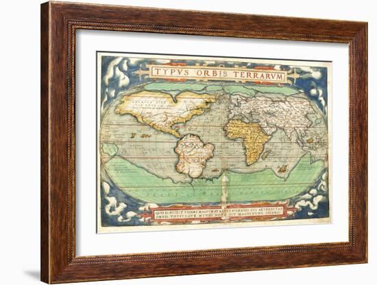 T827 Typus Orbis Terrarum, Map of the World, from "Theatrum Orbis Terrarum", Pub. Antwerp, C.1570-Abraham Ortelius-Framed Giclee Print