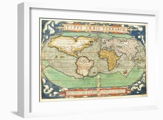 T827 Typus Orbis Terrarum, Map of the World, from "Theatrum Orbis Terrarum", Pub. Antwerp, C.1570-Abraham Ortelius-Framed Giclee Print