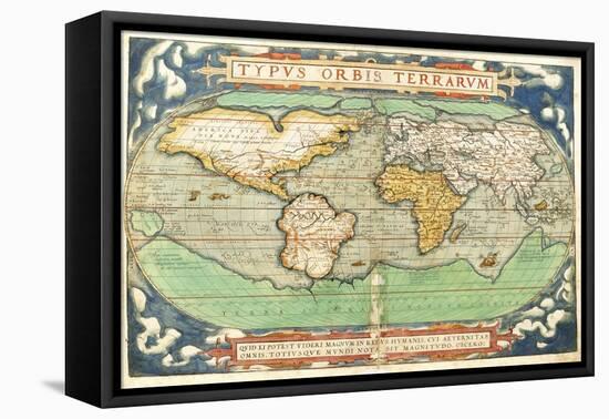 T827 Typus Orbis Terrarum, Map of the World, from "Theatrum Orbis Terrarum", Pub. Antwerp, C.1570-Abraham Ortelius-Framed Premier Image Canvas