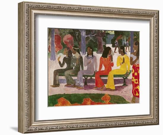 Ta Matete (We Shall Not Go to Market Today) 1892-Paul Gauguin-Framed Giclee Print