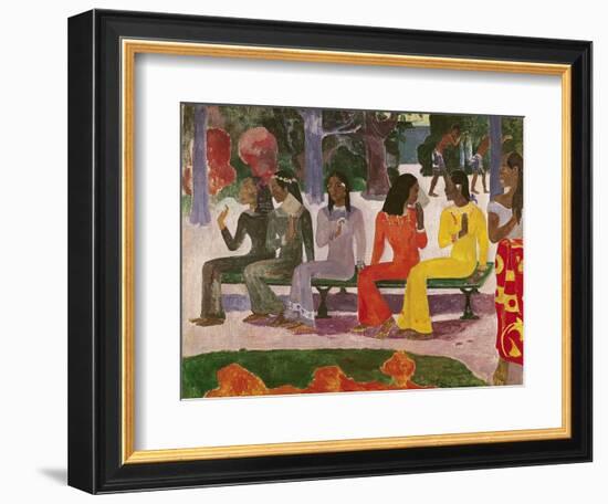 Ta Matete (We Shall Not Go to Market Today) 1892-Paul Gauguin-Framed Giclee Print