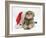 Tabby Cat Wearing a Father Christmas Hat-Jane Burton-Framed Photographic Print