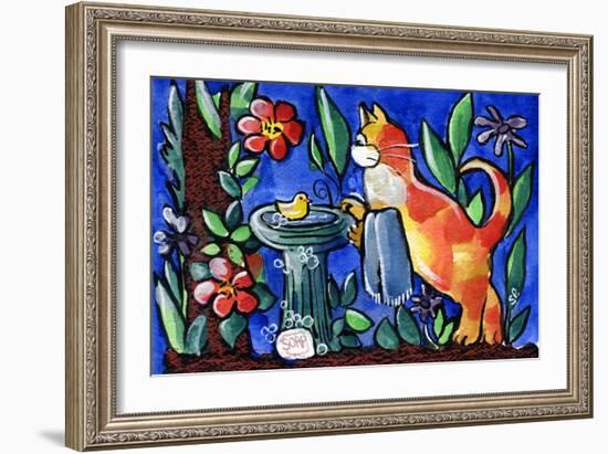 Tabby Cat with Rubber Duck-sylvia pimental-Framed Art Print