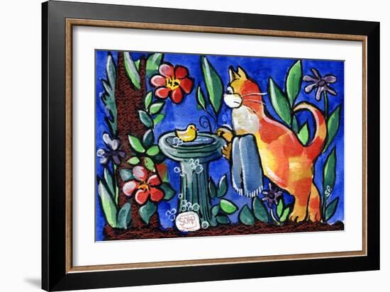 Tabby Cat with Rubber Duck-sylvia pimental-Framed Art Print