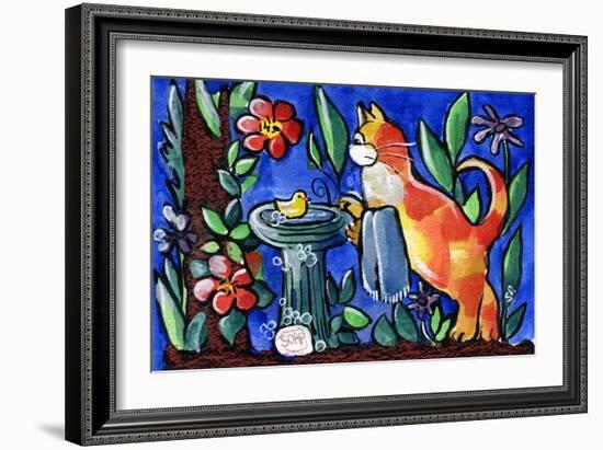 Tabby Cat with Rubber Duck-sylvia pimental-Framed Art Print