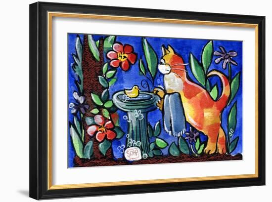 Tabby Cat with Rubber Duck-sylvia pimental-Framed Art Print