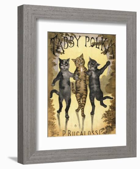 Tabby Polka a Trio of Cats with Arms Linked Dance a Polka by Moonlight-null-Framed Photographic Print