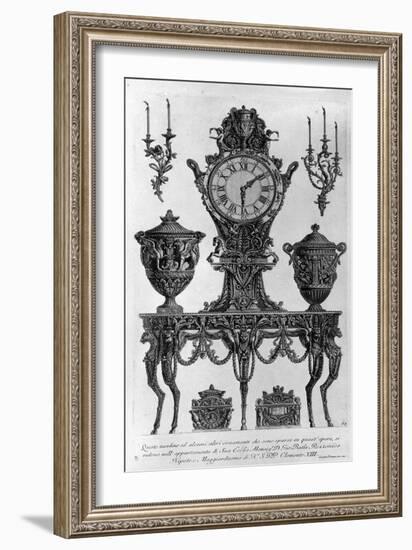 Table and Decorations for Bishop Batta Rezzonico, Nephew and Butler of Clement Xiii. Drawing by Gio-Giovanni Battista Piranesi-Framed Giclee Print