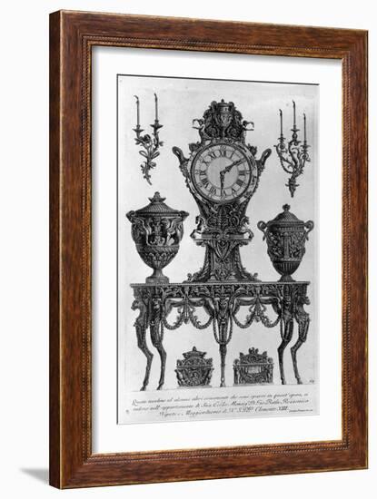 Table and Decorations for Bishop Batta Rezzonico, Nephew and Butler of Clement Xiii. Drawing by Gio-Giovanni Battista Piranesi-Framed Giclee Print