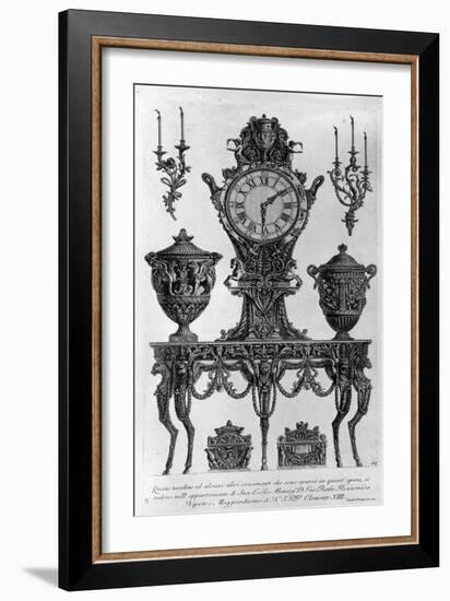 Table and Decorations for Bishop Batta Rezzonico, Nephew and Butler of Clement Xiii. Drawing by Gio-Giovanni Battista Piranesi-Framed Giclee Print