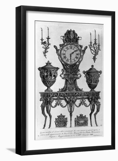 Table and Decorations for Bishop Batta Rezzonico, Nephew and Butler of Clement Xiii. Drawing by Gio-Giovanni Battista Piranesi-Framed Giclee Print