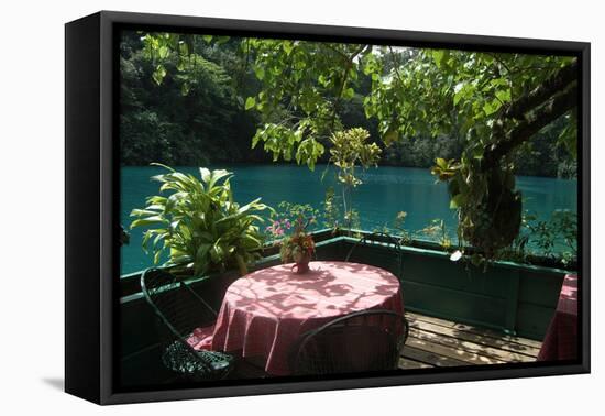 Table at the Blue Lagoon, Port Antonio, Jamaica-Natalie Tepper-Framed Stretched Canvas