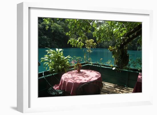 Table at the Blue Lagoon, Port Antonio, Jamaica-Natalie Tepper-Framed Photo