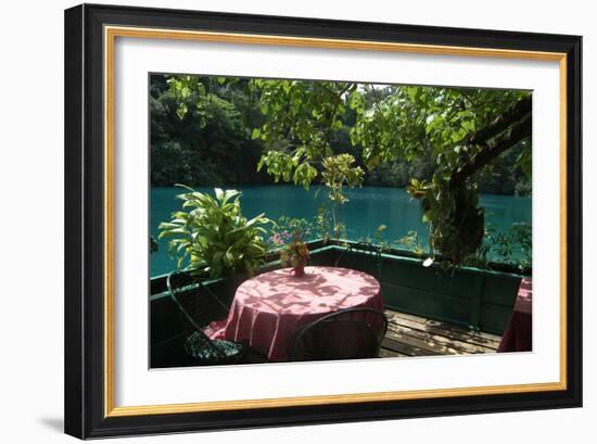 Table at the Blue Lagoon, Port Antonio, Jamaica-Natalie Tepper-Framed Photo